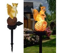 YZYOE Solar Energy Pinecone Squirrel Light, Garden Decoration Resin Cute Animal Ground Lamp,Wireless Dusk to Dawn LED Sconce Lights Waterproof.