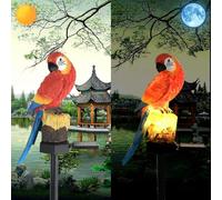 YZYOE Solar Energy Red Parrot Light, Garden Decoration Resin Cute Animal Ground Lamp,Wireless Dusk to Dawn LED Sconce Lights Waterproof.