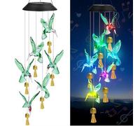 YZYOE Solar Hummingbird Decorative Wind Chime Light with Bell， A Gift for Friends with Movable LED Colorful Outdoor Decorative Lights.