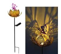 YZYOE Solar Lotus Fairy Floor lamp, Garden Decoration Wrought Iron Retro Cute elf Floor lamp, Wireless Dusk to Dawn LED Light Waterproof.