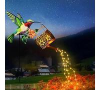 YZYOE Solar Powered Bird Water Kettle Light, Garden Decorative Iron Art Cute Bird Water Kettle Warm lamp, Wireless Dusk to Dawn LED Light Waterproof.