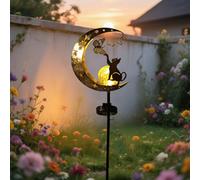YZYOE Solar Powered cat Butterfly Light, Beautiful Animal Ground lamp Decorated with Wrought Iron in the Garden, Wireless Dusk to Dawn LED Light Waterproof.