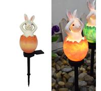 YZYOE Solar Powered Egg Rabbit Lamp, Garden Decorative Resin Cute Animal Ground lamp, Wireless Dusk to Dawn LED Lights Waterproof.
