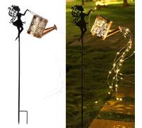 YZYOE Solar Powered Fairy Water Kettle Light, Garden Decorative Wrought Iron Retro Cute Elf Floor Light, Wireless Dusk to Dawn LED Lamp Waterproof.