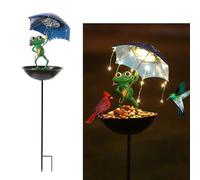 YZYOE Solar Powered Frog Holding an Umbrella Feeding Light, Garden Decoration Iron Cute Frog Holding an Umbrella Floor lamp, Wireless Dusk to Dawn LED Light Waterproof.