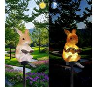 YZYOE Solar Powered Rabbit Reading Lights, Garden Decorative Resin Cute Animal Ground lamp, Wireless Dusk to Dawn LED Lights Waterproof.
