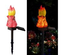 YZYOE Solar Powered Red Bonfires Lights, Garden Decorative Resin Cute Red Torch Ground lamp, Wireless Dusk to Dawn LED Lights Waterproof.