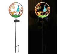YZYOE Solar Powered Squirrel elf Light, Garden Decoration forging Iron Art Beautiful Squirrel and elf Ground lamp, Wireless Dusk to Dawn LED Landscape Light Waterproof.