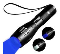 YZYOE Two-in-one Flashlight with White Light and Blue Light，Blue Flashlight Hunting Rechargeable， Outdoors Zoom Blood Tracking Light for Hunting Tactical Flashlight ，2 Modes.