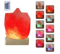 YZYOE USB Colour Gradient Himalayan Salt lamp,Solid Wood Based Atmosphere Decoration Natural Shape Salt lamp with Remote Control, Natural Crystal Stone Bedside Night Light, Handmade Crafts.