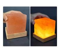 YZYOE USB Himalayan Warm Light Salt Lamp, Atmosphere Decorative Salt Lamp with Solid Wood Base, Natural Crystal Rock BedHead Night Lamp, Gift of Handicrafts for Friends.