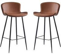 YZYSHA 65 75cm Bar Stools Industrial Faux Leather Armless Indoor Kitchen Dining Chair bar-stool with Metal Legs Upholstered for(Orange,75cm/29.5inch)