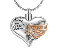 YZYSHA A Piece of My Lives in Heaven Two Tone Locket Heart Cremation Memorial Ashes Urn Necklace Jewelry Stainless Steel Keepsake Pendant Women/Men Gift