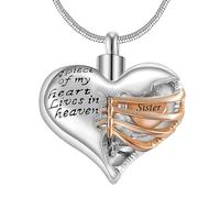 YZYSHA A Piece of My Lives in Heaven Two Tone Locket Heart Cremation Memorial Ashes Urn Necklace Jewelry Stainless Steel Keepsake Pendant Women/Men Gift