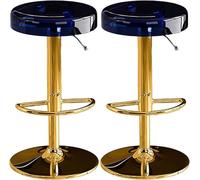 YZYSHA Acrylic Bar Stools Backless Transparent Swivel Height Adjustable bar-stools Counter Chairs for Kitchen Dining Room(Blue,Gold Lifting Rod)