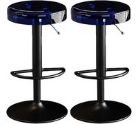 YZYSHA Acrylic Bar Stools Backless Transparent Swivel Height Adjustable bar-stools Counter Chairs for Kitchen Dining Room(Blue,Black Lifting Rod)
