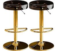 YZYSHA Acrylic Bar Stools Backless Transparent Swivel Height Adjustable bar-stools Counter Chairs for Kitchen Dining Room(Brown,Gold Lifting Rod)