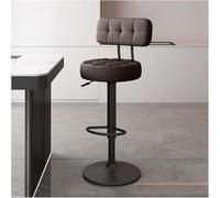 YZYSHA Adjustable Height Single Bar Stools with Backs Swivel Kitchen Breakfast Chairs Pu Faux Leather Upholstered bar-stools(Brown,Black Legs)