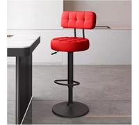 YZYSHA Adjustable Height Single Bar Stools with Backs Swivel Kitchen Breakfast Chairs Pu Faux Leather Upholstered bar-stools(Red,Black Legs)
