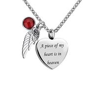 YZYSHA Angel Wing Charm 12 Colors Crystal Cremation Urn Necklace for Keepsake Memorial Jewelry A Piece of My Heart is in Heaven Ashes Pendant with Fill Kit
