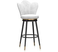 YZYSHA Bar Stools 1pcs Counter Height with Backskitchen Chairs Black Metal Leg Upholstered High Dining Chair for Kitchen(White,65cm)