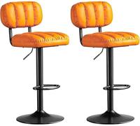 YZYSHA Bar Stools Set of 2 Adjustable Swivel bar-stool with Back and Thickened Sponge Filling Airlift Counter Height(Orange)