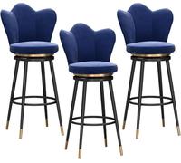 YZYSHA Bar Stools Set of - Counter Height Swivel with Backs Velvet bar-stools for Kitchen(Blue,Height 75cm)