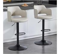 YZYSHA Breakfast Bar Stools Set of 2 Swivel Kitchen Stool Adjustable Height Upholstered bar-stools Counter with Back for(Cream,62-82cm)