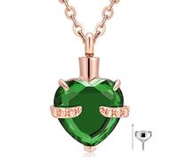 YZYSHA Charm 12 Colors Crystal Heart Cremation Urn Necklace for Ashes Keepsake Memorial Jewelry Pendant