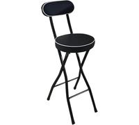 YZYSHA Compact Folding Bar Stool with Back Support for Kitchen Cafe | Black Seat 55cm/21.6in(Black,Seat Height 65cm/25.6in)