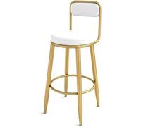YZYSHA Counter Height Bar Stool for Kitchen Island Round Pu Leather Upholstered Seat High Chair Farmhouse Support 330 Lbs(White,75cm)