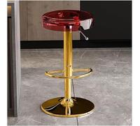 YZYSHA Counter Height bar-stools Clear Acrylic Bar Stools Adjustable Dining Chairs for Kitchen(Red,Gold Lifting Rod)
