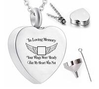 YZYSHA Cremation jewelry angel ashes urn pendant necklace souvenir to commemorate the family in heaven -Your wings were ready but my heart was not