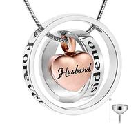 YZYSHA Cremation Jewelry No Longer by Side, Forever in My Heart Carved Memorial Necklace Keepsake Urn Pendant for Ashes -Rose Gold