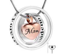 YZYSHA Cremation Jewelry No Longer by Side, Forever in My Heart Carved Memorial Necklace Keepsake Urn Pendant for Ashes -Rose Gold