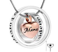 YZYSHA Cremation Jewelry No Longer by Side, Forever in My Heart Carved Memorial Necklace Keepsake Urn Pendant for Ashes -Rose Gold