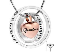 YZYSHA Cremation Jewelry No Longer by Side, Forever in My Heart Carved Memorial Necklace Keepsake Urn Pendant for Ashes -Rose Gold