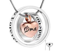 YZYSHA Cremation Jewelry No Longer by Side, Forever in My Heart Carved Memorial Necklace Keepsake Urn Pendant for Ashes -Rose Gold