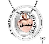 YZYSHA Cremation Jewelry No Longer by Side, Forever in My Heart Carved Memorial Necklace Keepsake Urn Pendant for Ashes -Rose Gold