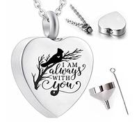 YZYSHA Cremation Jewelry Urn Necklace for keepsake Small bird ashes holder Memorial human or pet funnel filling tool - I am always with you
