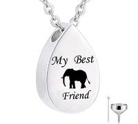 YZYSHA Cremation Jewelry Water Droplets for Ash Elephant Memorial Keepsake Urn Pendant Necklace