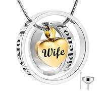 YZYSHA Cremation Keepsake Jewelry No Longer by Side, Forever in My Heart Memorial Ashes Necklace Urn Pendant-Gold