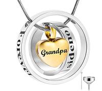 YZYSHA Cremation Keepsake Jewelry No Longer by Side, Forever in My Heart Memorial Ashes Necklace Urn Pendant-Gold
