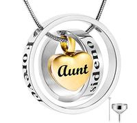 YZYSHA Cremation Keepsake Jewelry No Longer by Side, Forever in My Heart Memorial Ashes Necklace Urn Pendant-Gold