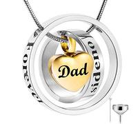 YZYSHA Cremation Keepsake Jewelry No Longer by Side, Forever in My Heart Memorial Ashes Necklace Urn Pendant-Gold