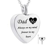 YZYSHA Cremation Necklace for Ashes Urn Jewelry Memorial Pendant with Fill Kit - Always on Mind Forever in My Heart