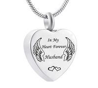 YZYSHA Cremation Urn Necklace Forever in my heart Angel Wing Memorial Keepsake Pendant Ash Jewelry