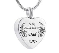 YZYSHA Cremation Urn Necklace Forever in my heart Angel Wing Memorial Keepsake Pendant Ash Jewelry