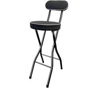 YZYSHA Folding Bar Stool with Steel Frame and Padded Seat for Kitchen & Events, Black, 55cm/21.6in(Black,Seat Height 65cm/25.6in)