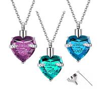 YZYSHA Heart Stainless Steel Memorial Cremation Necklace for Ashes Urn Keepsake Gift Woman Man -Always on My Mind 3pcs Pendant